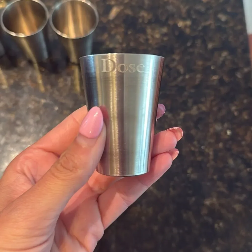 Set of (5) Stainless Steel Shot Glasses NEW- 2 Oz Shotglasses BRAND NEW Barware